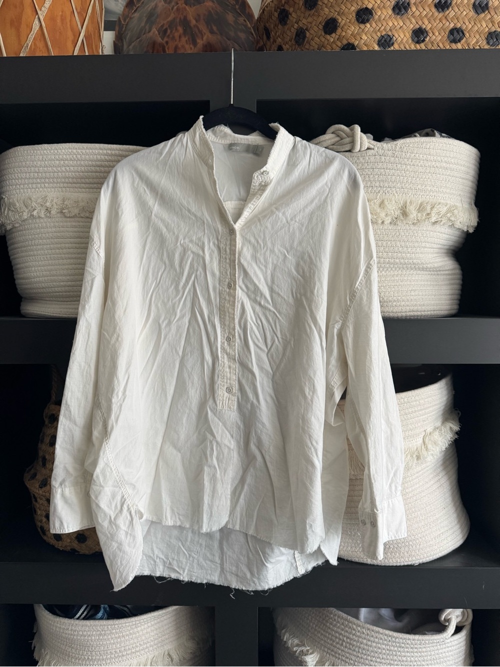 Vince White Button-Front Cotton Tunic